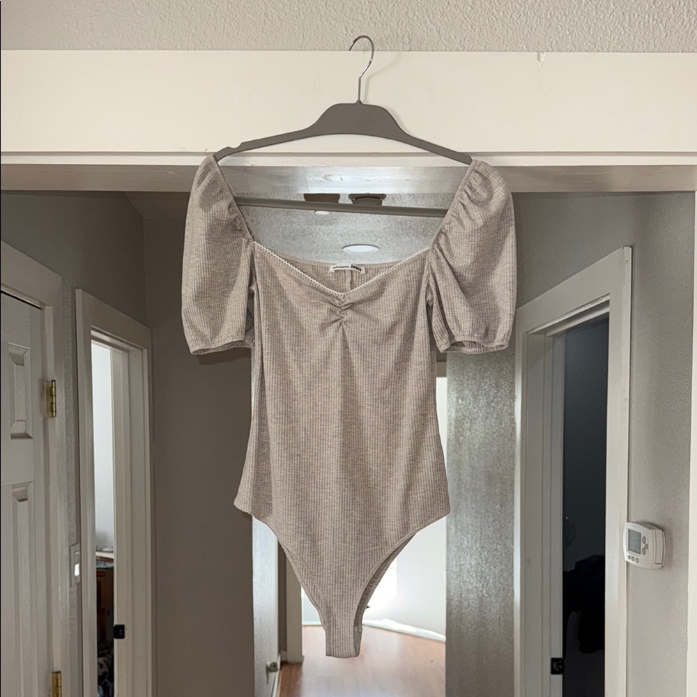 Reformation Beige Lace Trim Top